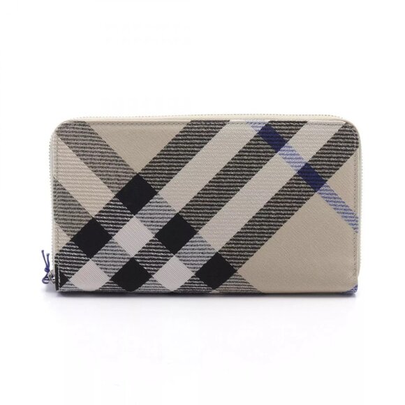BURBERRY Around long wallet Purse 8087323 canvas Beige Black Multicolor NEW mens - Picture 1 of 5